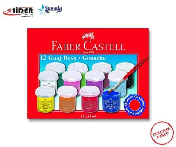 FABER CASTELL GUAJ BOYA 12 RENK ÜCRETSİZ KARGO