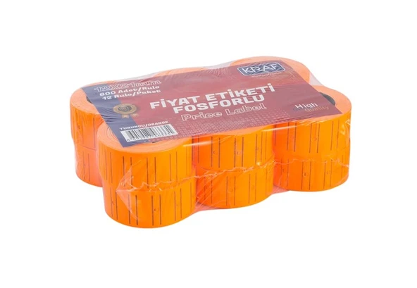 KRAF MOTEX FİYAT ETİKETİ FOSFORLU TURUNCU 12 X 21MM ürün görseli