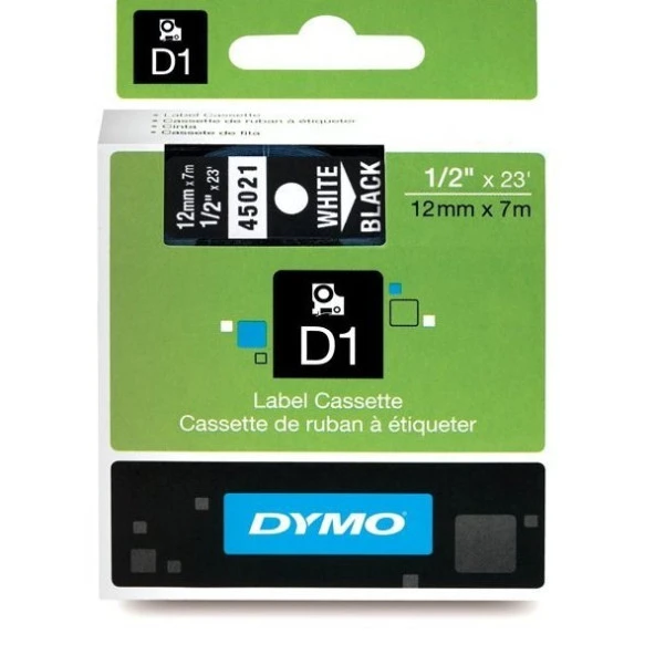 Dymo D1 Şerit 12MM X 7M Siyah  Beyaz 720610 45021 ürün görseli 1