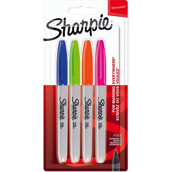 Sharpie Fine Canlı Renkler Permanent Markör 4lü Set