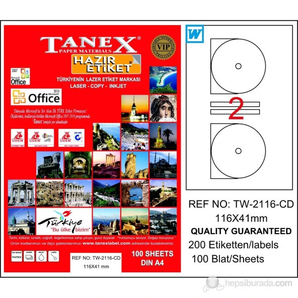 Tanex Tw-2116 - 116 X 41 MM Laser Etiket 100 Adet ürün görseli 1