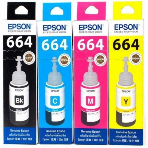 Epson T6641. T6642. T6643. T6644 Mürekkep Seti 4 Renk