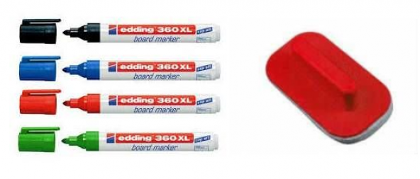 Edding Tahta Kalemi 360 XL 4 Renk + Tahta Silgisi