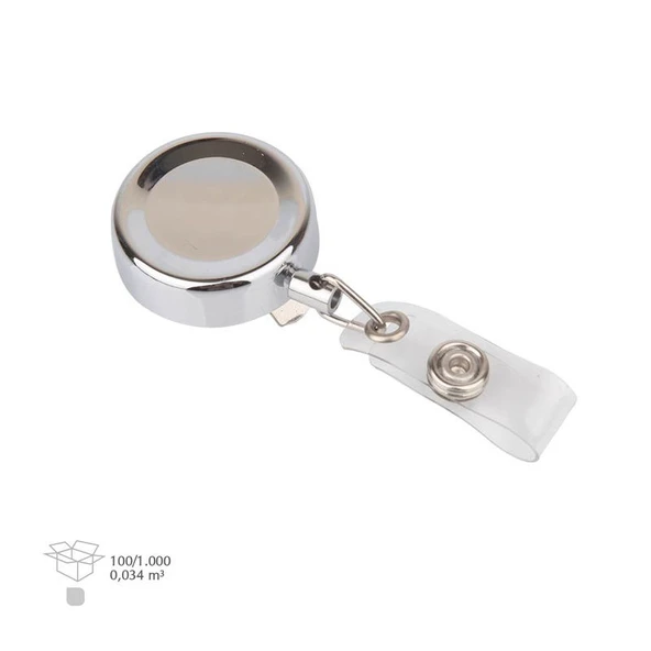 Metalik Plastik Yaka Kartı Tutucu Yoyo Yuvarlak 100 Adet ürün görseli