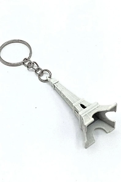 Paris Eyfel Kulesi 3D Metal Anahtarlık Beyaz - Resim 6