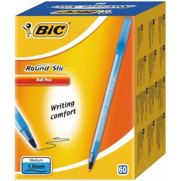 Bic Round Stic Tükenmez Kalem Siyah- Mavi-Kırmızı- 60Lı Paket