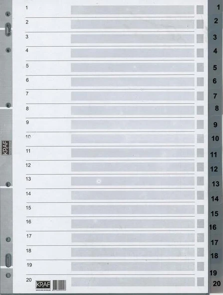 Kraf Dosya Ayracı Seperatör 1-20 Rakam A4 ürün görseli