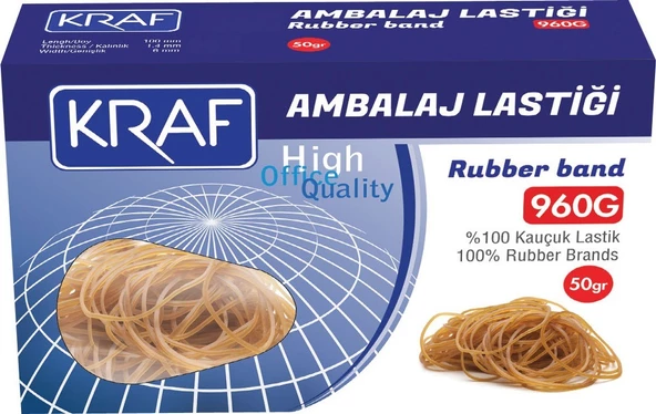 Kraf Ambalaj Lastiği 100 Kauçuk 50Gr 960G