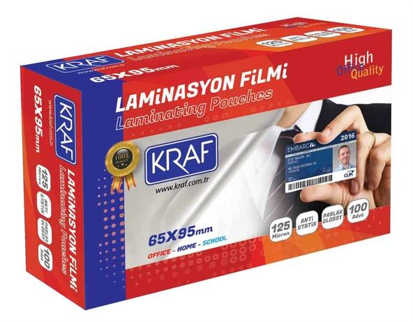 LAMİNASYON FİLMİ 65 x 95mm 125MIC 100LÜ ürün görseli