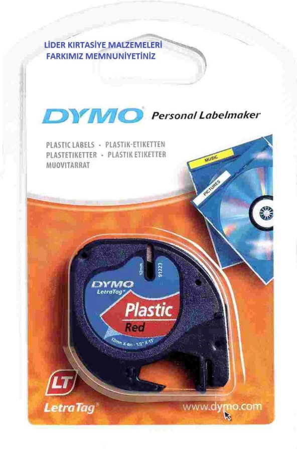 Dymo Letratag Plastik Etiket Kırmızı 59424