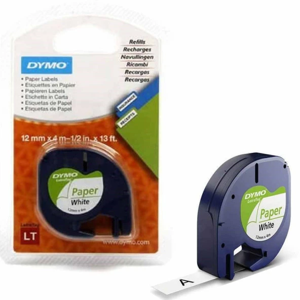 Dymo Letratag Kağıt Etiket Beyaz 12MM X 4 Metre 59421