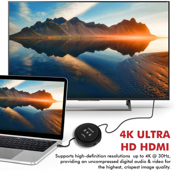 Promate CenterHub Type-C Hub Çoklayıcı Dönüştürücü İstasyon Adaptör 11 in 1 Arada 87w Wireless Telefon Şarjlı - 8