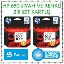HP 650 CZ101AE Siyah + Renkli 2'li Set Kartuş