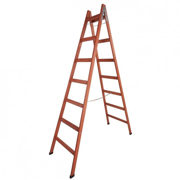 7 BASAMAKLI ÇİFT ÇIKIŞLI AHŞAP MERDİVEN (YÜKSEKLİK 2.30 MT) ürün görseli