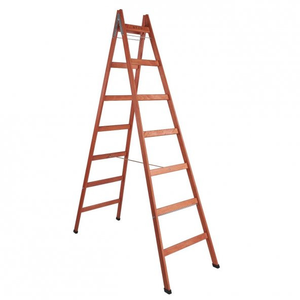 7 BASAMAKLI ÇİFT ÇIKIŞLI AHŞAP MERDİVEN (YÜKSEKLİK 2.30 MT) - Resim 2