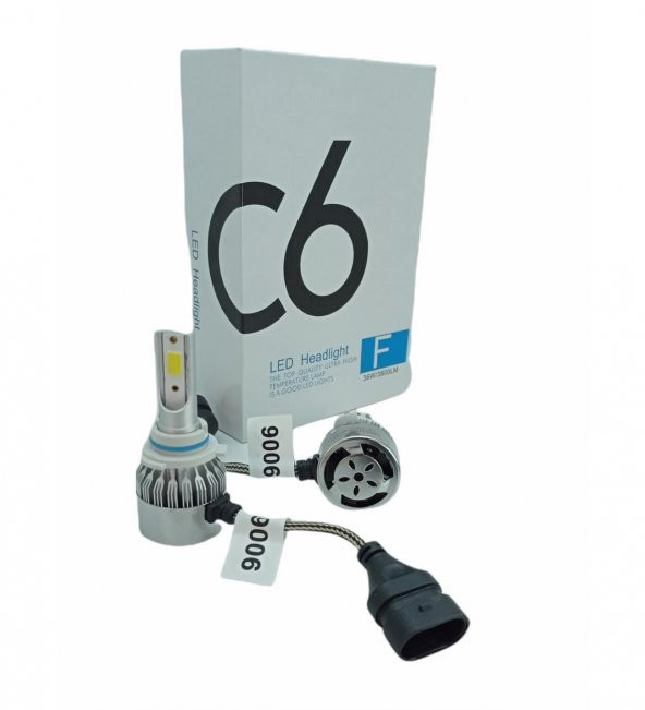 C6 Led Xenon 2 Adet HB4-9006 Led Xenon 36W 3800LM Led Zenon Beyaz Renk Işık Turbo Fanlı