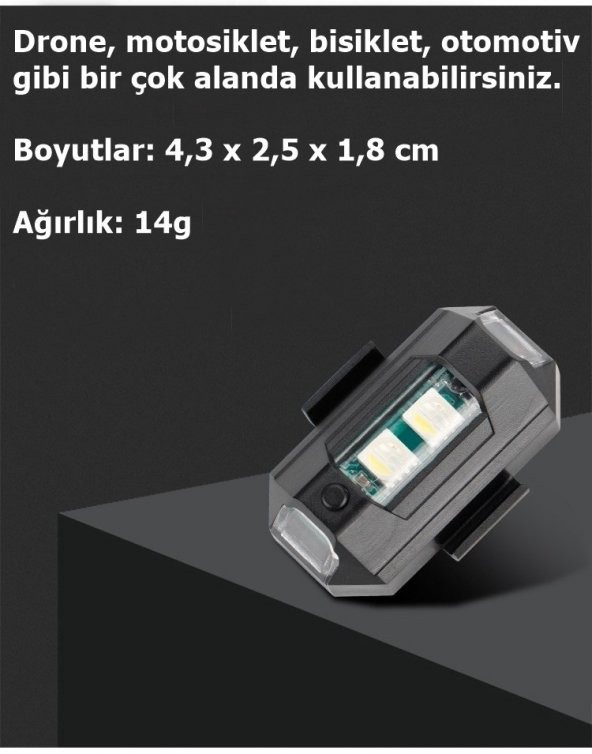 NKT GROUP Rgb Motosiklet Drone Bisiklet Otomotiv Çakar Şarjlı Kablosuz Mini Led Lamba- 7 Renk - 3