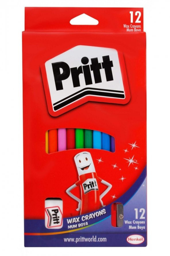 Pritt 12 Li Silinebilir Pastel Boya - Mum Boya - 1