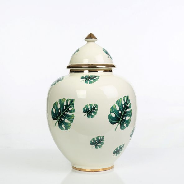Vitale Yaprak Desenli Şah Küp Yeşil 38 cm AK.NRH0085 - Resim 2