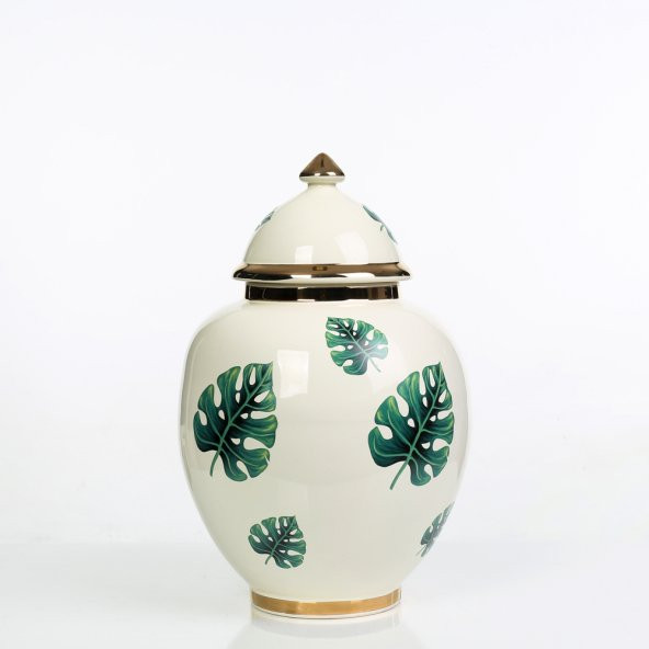 Vitale Yaprak Desenli Şah Küp Yeşil 35 cm AK.NRH0086 - Resim 2