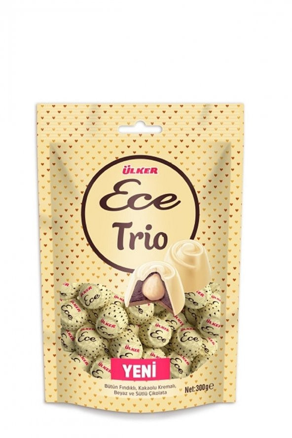 Ülker Ece Trio 300 gr Bütün Fındıklı Beyaz ve Sütlü Çikolata