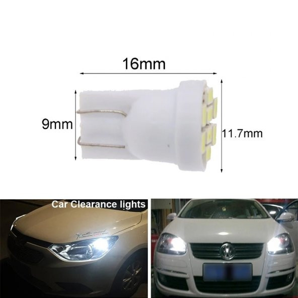 2 ADET Süper Güçlü Mini T10 Led 8 Ledli 12 Volt Mini T10 Led - 5