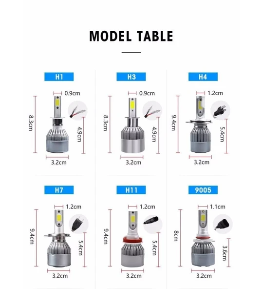 H1 Led Xenon C6 Led Xenon 55 Watt 11000lm 6000k Far Ampülü - 4