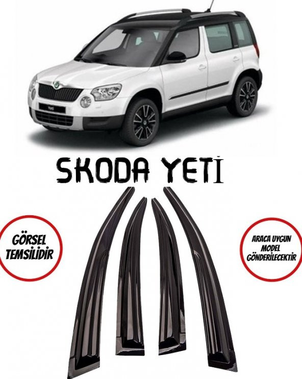 Skoda Yeti Cam Rüzgarlığı 4lü Parlak Siyah