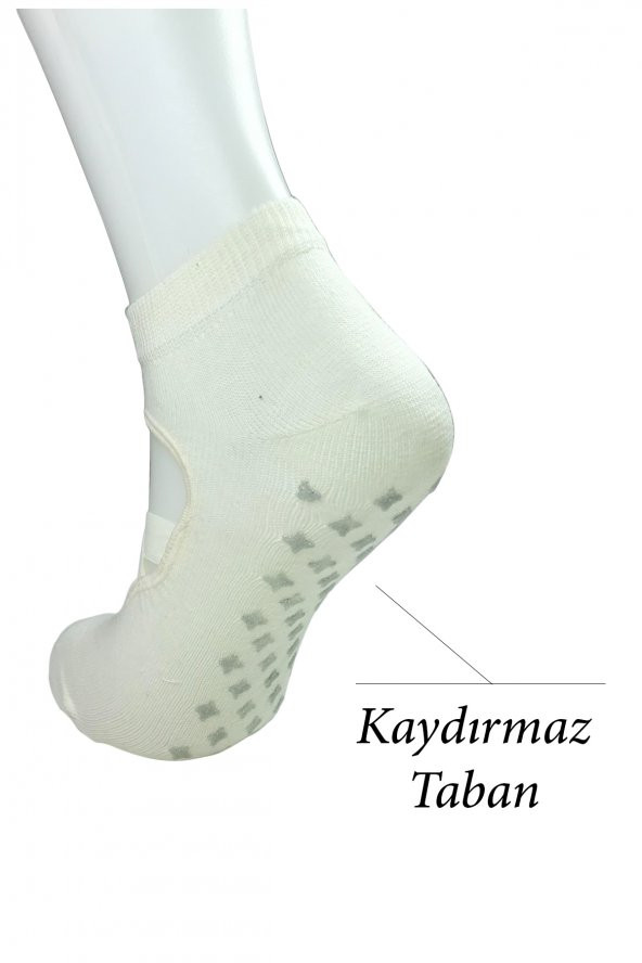 Kaydırmaz Taban Kadın Dans Pilates Ve Yoga Çorabı Krem - 2