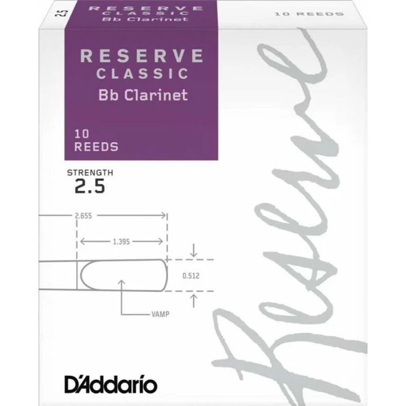 D\'Addario Woodwinds Reserve Classic DCT1025 Sib Klarnet Kamışı No:2.5