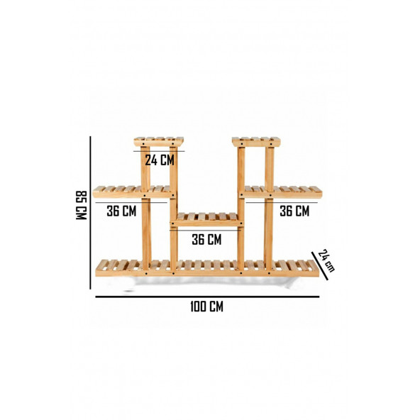 Natural Doğal Ahşap Dekoratif Çiçeklik Saksılık Balkon Bahçe Standı - 2