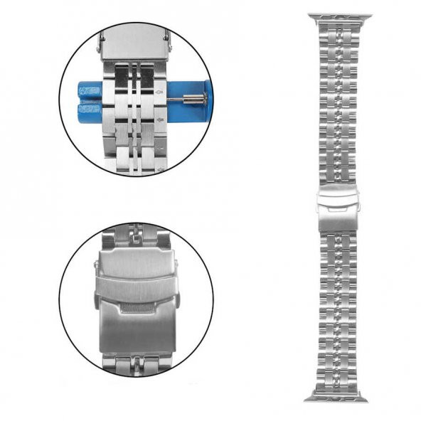 Apple Watch 7 38mm Şık Tasarımlı Renkli  KRD-54 Metal Kordon - 2