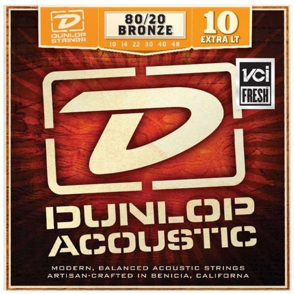 Jim Dunlop DAB1048 Extra Light 80/20 Bronze Akustik Gitar Tel Seti (10-48)