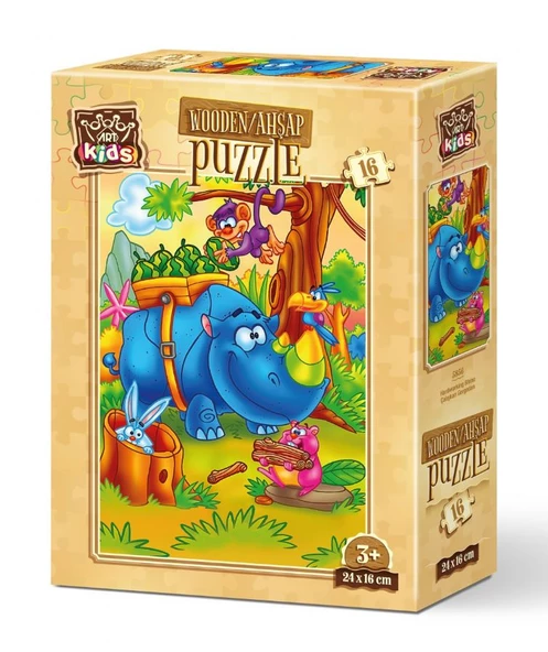 Art Kids Çalışkan Gergedan 16 Parça Ahşap Puzzle