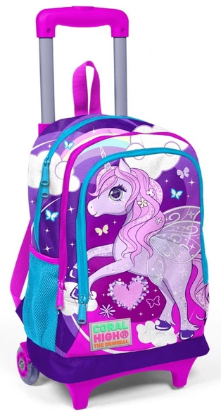 Coral High Pembe Unicorn Kız Çocuk Çekçek Çanta Seti - Işıklı Tekerlekler - 2