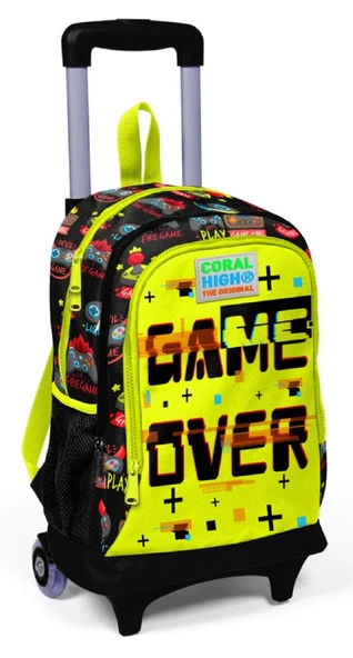 Coral High Game Over Baskılı Işıklı Tekerlekli Çekçek Okul Çantası - Erkek Çocuk