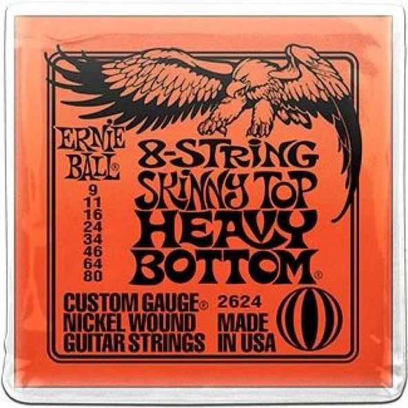 Ernie Ball P02624 Slinky Skinny Top Heavy Bottom 8 Telli 0.09 - 0.80 Elektro Gitar Teli