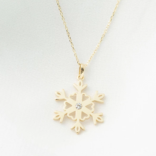 Trend 14 Ayar Altın Kar Tanesi Kolye - Resim 2