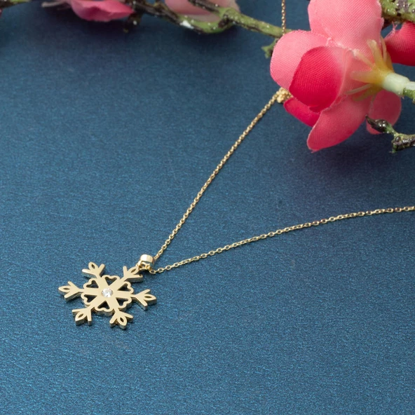 Trend 14 Ayar Altın Kar Tanesi Kolye - Resim 4