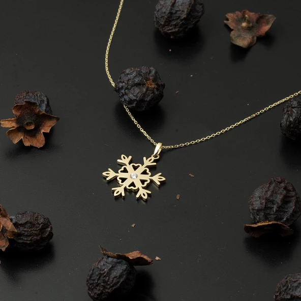 Trend 14 Ayar Altın Kar Tanesi Kolye ürün görseli