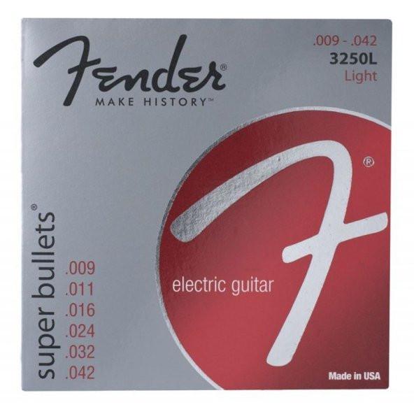 Fender Super Bullet Strings Nickel Plated Steel Bullet End 3250L .009-.042 Elektro Gitar Teli