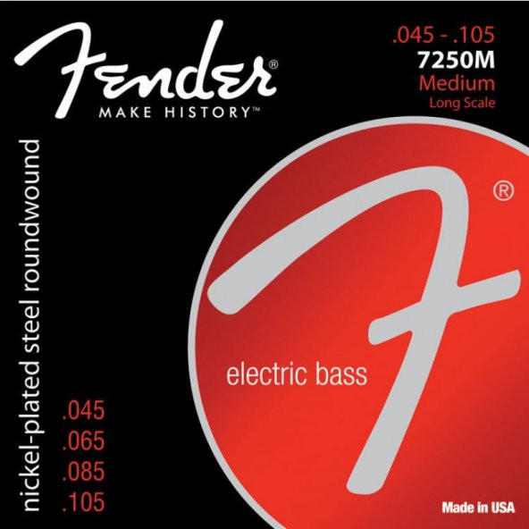 Fender 7250 Nickel Plated Steel Long Scale 7250M .045-.105 Bas Gitar Teli