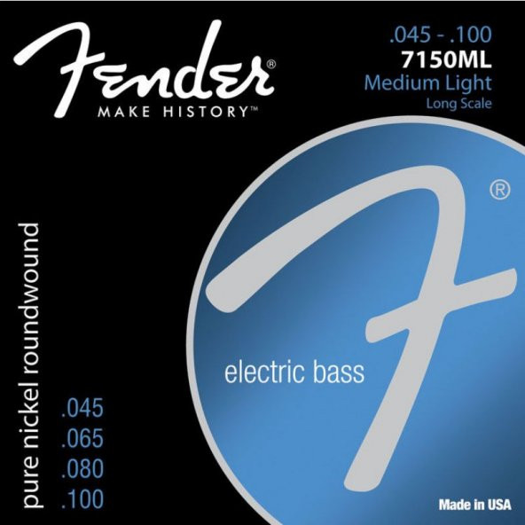 Fender Original 7150 Pure Nickel Roundwound Long Scale 7150ML .045-.100 Bas Gitar Teli