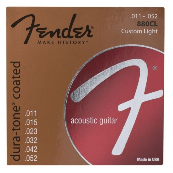 Fender Dura-Tone 880CL 80/20 Coated 11-52 Akustik Gitar Teli