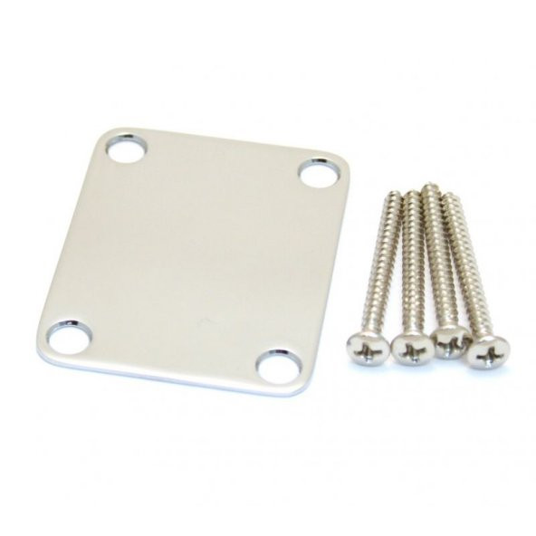 Fender 4-Bolt Vintage-Style Neck Plate Plain No Serial Number or Logo Chrome Gitar Yedek Parça