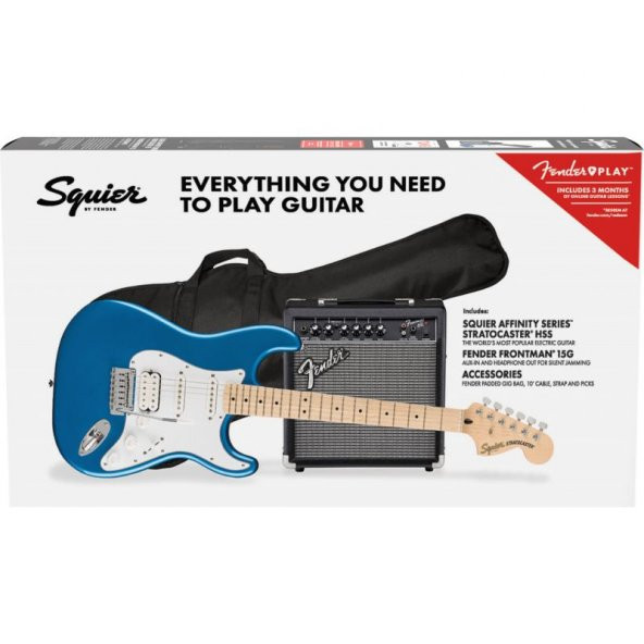 Squier Affinity Stratocaster HSS Akçaağaç Klavye Lake Placid Blue 15G Elektro Gitar Seti