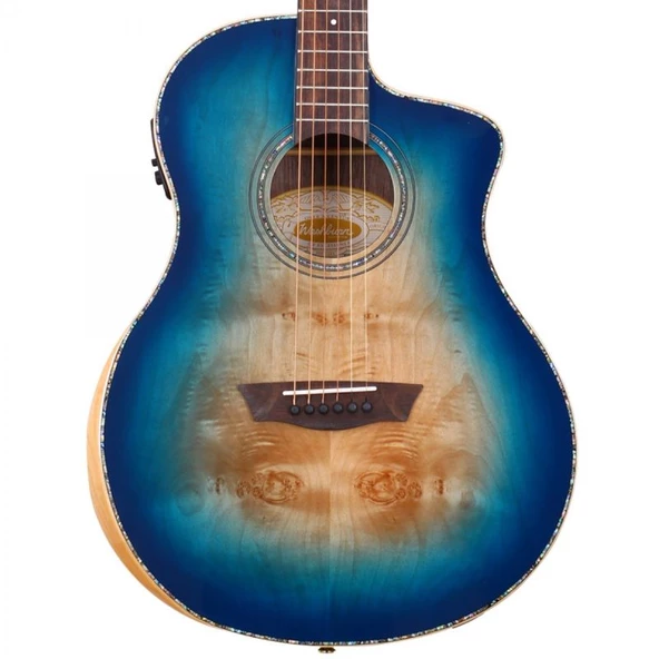Washburn BTA-BLUBCE Bella Tono Vite Alure Burl Elektro Akustik Gitar - Resim 2