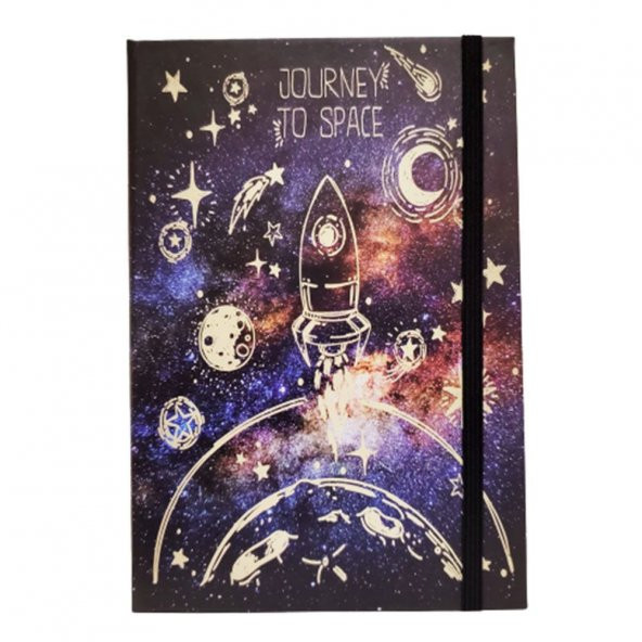 Tasarım Space Roket Defter Lastikli