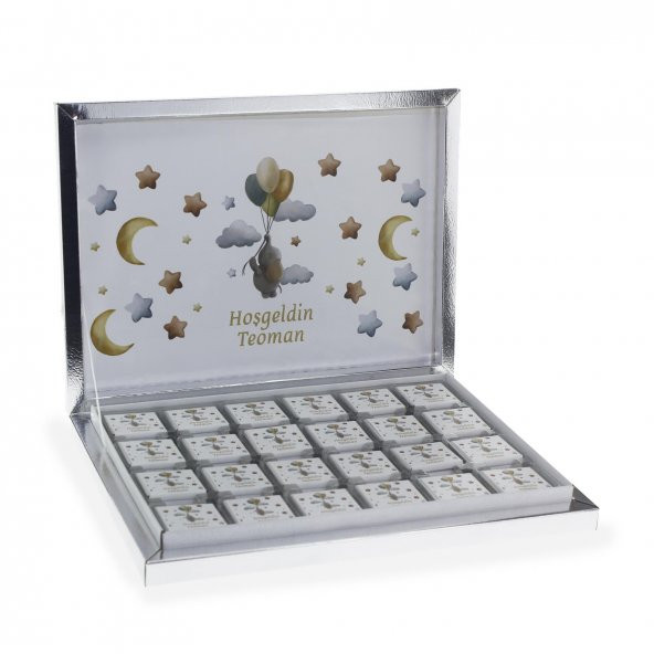 72 Adet Madlen Çikolata İsim Etiketli Balonlu Fil - 2