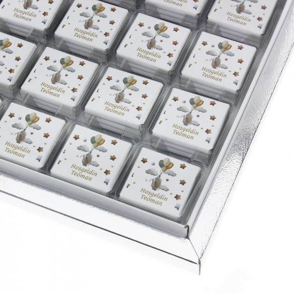 72 Adet Madlen Çikolata İsim Etiketli Balonlu Fil - 4